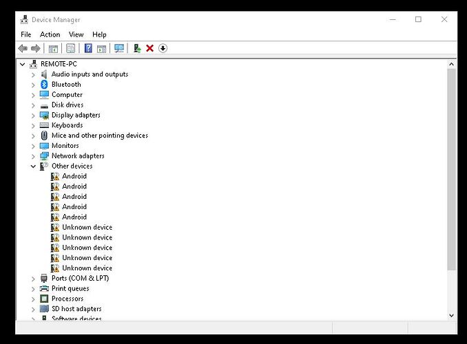 Pi 4 Win 10 Device Manager