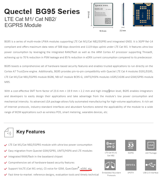Support of eSIM on EG912UGLAA - LTE Standard Module - Quectel Forums